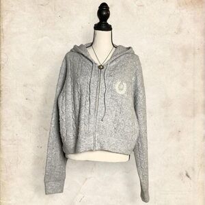 PINK Victoria's Secret Gray Cable Knit Zip Up